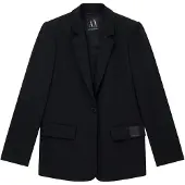 Armani Exchange för kvinnor. XW000941AF10872UC001 enfärgad casual kavaj med en knapp och notchkavaj med långa ärmar svart (L), Polyester