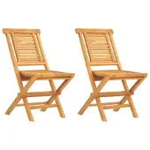 vidaXL Hopfällbara trädgårdsstolar 2 st 47x63x90 cm massiv teak