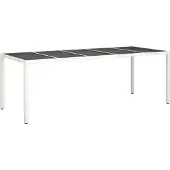 vidaXL Trädgårdsbord vit 250x100x75 cm konstrotting och härdat glas