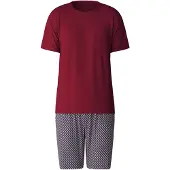 Calida Pyjamas kort mörkblå / karminröd / vit