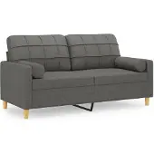 vidaXL 2-sits soffa med prydnadskuddar mörkgrå 140 cm tyg