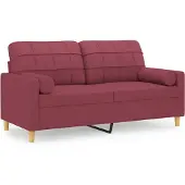 vidaXL 2-sits soffa med prydnadskuddar vinröd 140 cm tyg