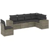 vidaXL Loungegrupp med dynor 6 delar svart konstrotting
