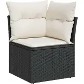 vidaXL Loungegrupp 10 delar med svarta dynor konstrotting
