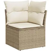 vidaXL Soffgrupp för trädgården med dynor 9 delar beige konstrotting