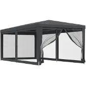 vidaXL Partytält med 6 sidoväggar i nät 3x6 m HDPE antracit