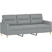 vidaXL 3-sitssoffa ljusgrå 180 cm tyg