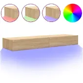 vidaXL Tv-bänkar med LED-belysning 2 st sonoma-ek 60x35x15,5 cm