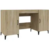 vidaXL Skrivbord sonoma-ek 140x50x75 cm konstruerat trä
