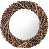 vidaXL Väggspegel rund 60 cm teak