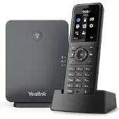 Yealink W77P DECT System (W70 Basis + W5) Trådlös telefon VoIP Handsfree, kompatibel med hörapparater Färgskärm Svart