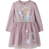 Name it Osimi Frozen Tulle Klänning Med Långa ärmar