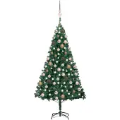Belyst plastgran med kulor grön 150 cm PVC
