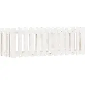 vidaXL Odlingslåda med staket-design vit 150x50x50 cm massiv furu