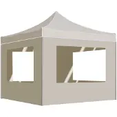 vidaXL Hopfällbart partytält med väggar aluminium 2x2 m gräddvit