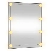 vidaXL Väggspegel med LED, 50x60 cm, Glas, Rektangulär