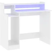 vidaXL Skrivbord med LED-lampa, vit, 97x45x90 cm