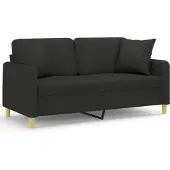 vidaXL 2-sits soffa med prydnadskuddar svart 140 cm tyg