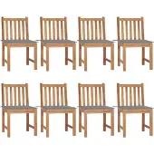 vidaXL Trädgårdsstolar 8 st med dynor massiv teak
