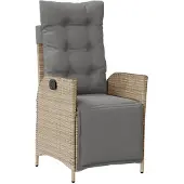 vidaXL Liggande trädgårdsstol med fotpall blandad beige rotting 365285