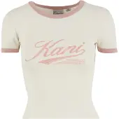 Karl kani T-shirt 'Varsity' ljusbeige / ljusrosa