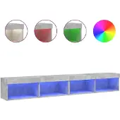 vidaXL TV-bänk med LED-belysning 2 st betonggrå 100x30x30 cm