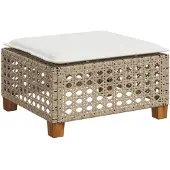 vidaXL Trädgårdspall med dyna beige 63,5x56x32 cm konstrotting