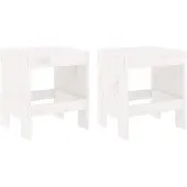 vidaXL Trädgårdspallar 2 st vit 40x36x45 cm massiv furu