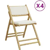 vidaXL Caféstolar hopfällbara med gräddvita dynor 4 st bambu