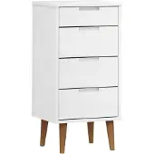vidaXL Byrå MOLDE vit 40x35x82 cm massiv furu