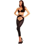 Glamory Strumpbyxa 'Breeze 60 Ouvert Microfaser Fußlose Strumpfhose' svart