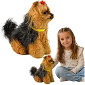Leantoys interaktiv hund Yorkshire terrier York, plysch som skäller och springer med svans