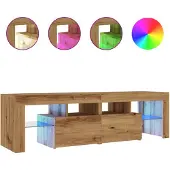 vidaXL TV-bänk med LED-belysning, Artisan ek, 140x36,5x40 cm