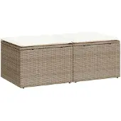 vidaXL Trädgårdssoffset med dynor 2 delar beige konstrotting akaciaträ