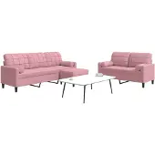 vidaXL Soffgrupp med dynor och bolster 3 delar rosa sammet