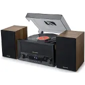 Muse MT-120 MB, Hemmaljud midisystem, Manuell, Svart, Transparent, Trä, 33,45,78 RPM, 45 RPM, FM
