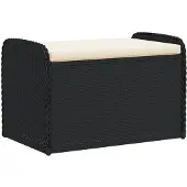 vidaXL Förvaringsbänk med dyna svart 80x51x52 cm konstrotting