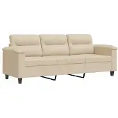 vidaXL 3-sitssoffa Gräddvit 180 cm mikrofibertyg
