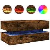 vidaXL Kaffebord med LED-belysning, Rökfärgad Ek, 90X50X40 Cm