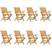vidaXL Hopfällbara trädgårdsstolar 8 st 56x63x90 cm massiv teak
