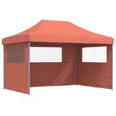 vidaXL Pop-Up hopfällbart partytält med 3 sidoväggar terrakotta