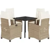 vidaXL Matgrupp för trädgården med dynor 5 delar beige konstrotting