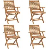 vidaXL Hopfällbara trädgårdsstolar 4 st massiv teak
