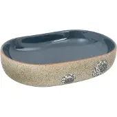 vidaXL Handfat sand och blå oval 59x40x14 cm keramik