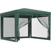 vidaXL Partytält med 4 Nätväggar, Grön, 3x3 M, HDPE
