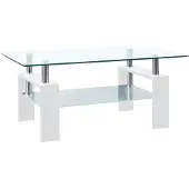 vidaXL Soffbord vit och transparent 95x55x40 cm härdat glas