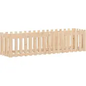 vidaXL Odlingslåda med staket-design 200x50x50 cm massiv furu