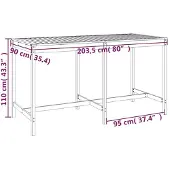 vidaXL Trädgårdsbord 203,5x90x110 cm massivt douglasträ