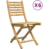 vidaXL Hopfällbara trädgårdsstolar 6 st 43x54x88 cm bambu