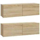 vidaXL Väggmonterade tv-bänkar 2 st 100x30x30 cm konstruerat trä